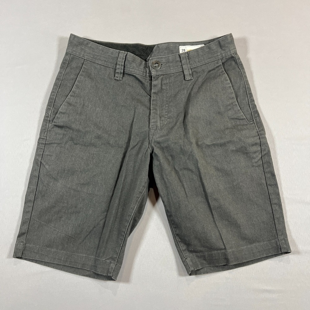 Volcom Frickin Chino Shorts Boys 28 Charcoal Gray Cotton Modern Fit Weekend